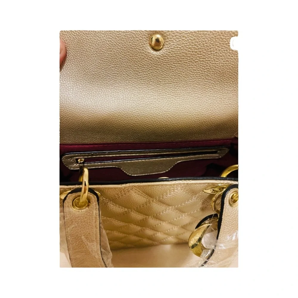 Elegant Gold Quilted Mini Bag - Picture 5 of 8